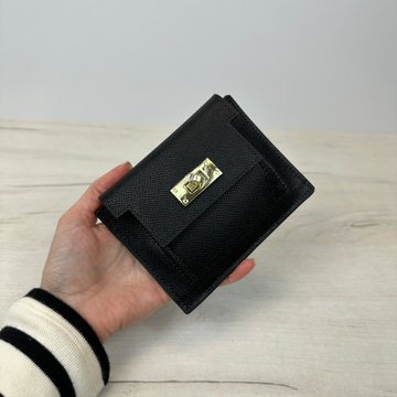Міні гаманець монетниця сафьянова шкіра А16-КТ-10302 Чорний