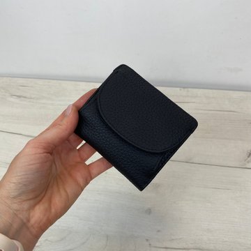 Міні шкіряний гаманець складаний з відділом для дрібниці А15-КТ-10263 Чорний