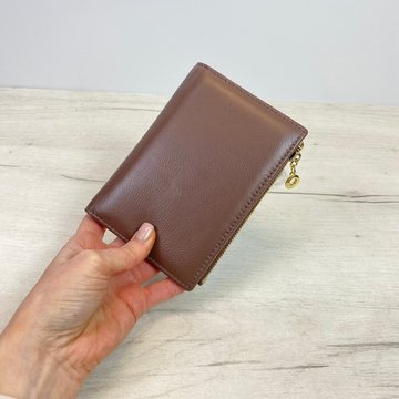 Шкіряний гаманець холдер для паспорта А15-10210 Пудровый
