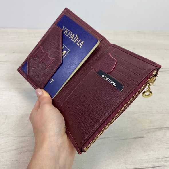 Шкіряний гаманець холдер для паспорта А15-10210 Пудровий