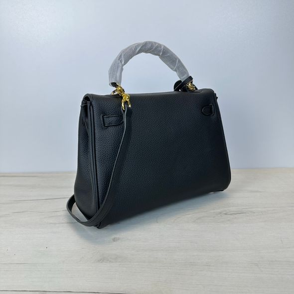 Популярна модель шкіряна сумка з брелком 26см С60-КТ-815-26 Чорна