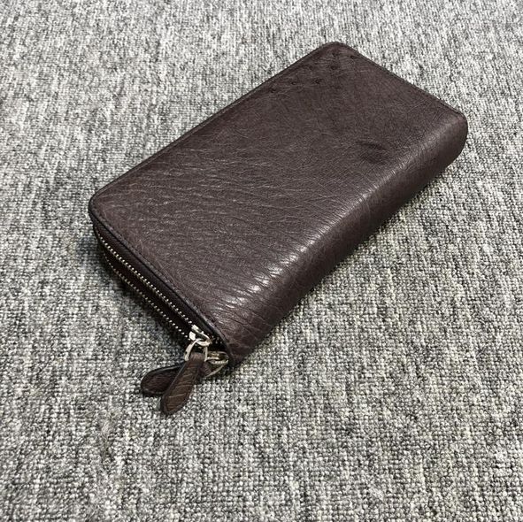Шкіряний великий гаманець на два відділення під шкіру страуса КТ-10203 Коричневий