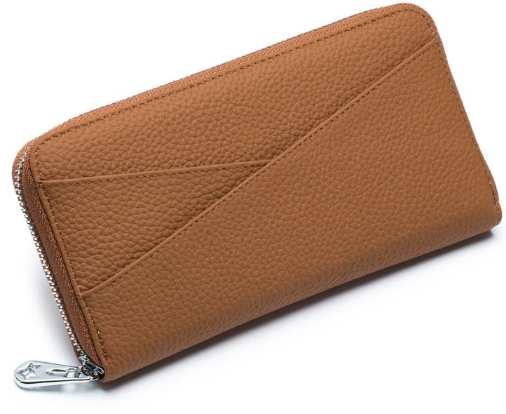 Великий шкіряний гаманець на блискавці з кишенею спереду А15-КТ-10261 Бежевий