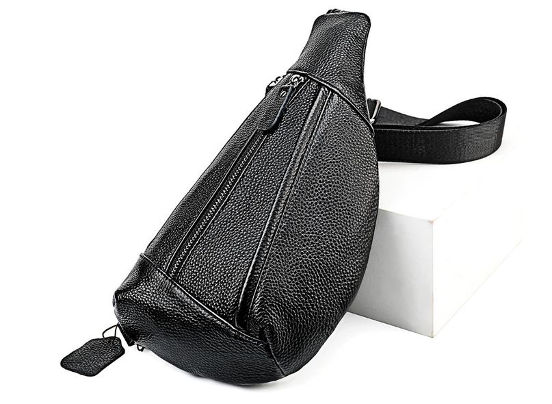 Кожана мужская сумка через плечо овальная А03-КТ-4003 Черный