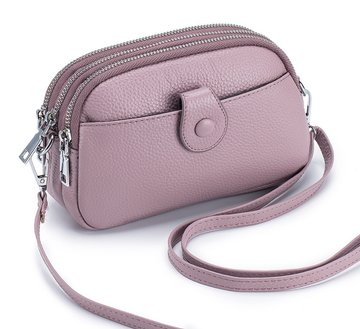 Шкіряна міні сумка клатч з кишенькою спереду на три відділення А15-КТ-3046-3 Фіолетова