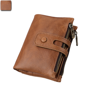 Шкіряний міні гаманець з двома відділеннями на блискавці А03-КТ-10225 Коричневий