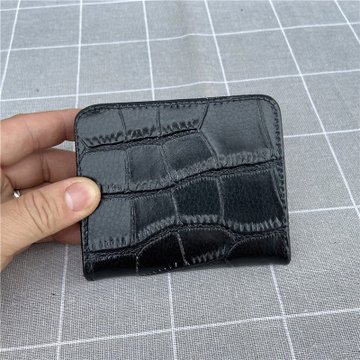 Маленький кожаный кошелек узор камня с отделом для мелочи С37-КТ-10206-К Черный