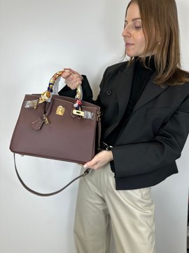 Кожаная женская популярная сумка с двумя ручками 30см КТ-835-30 Бордовая