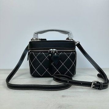 Міні шкіряна сумка овальний бочонок Lanvera-4346-С102 Чорна