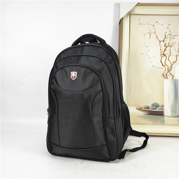 Большой текстильный городской рюкзак с тремя отделами С48-0579 Черный