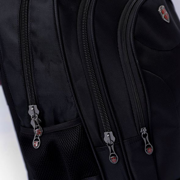 Большой текстильный городской рюкзак с тремя отделами С48-0579 Черный