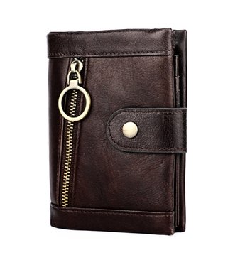 Шкіряний невеликий гаманець застібка на блискавці спереду А03-КТ-10223 Коричневий