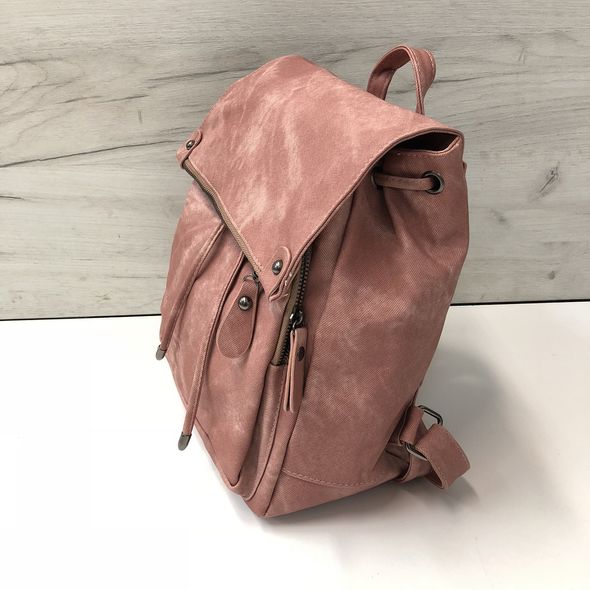 Текстильний рюкзак із водовідштовхувальної тканини з клапаном на зав'язці 0555 Рожевий