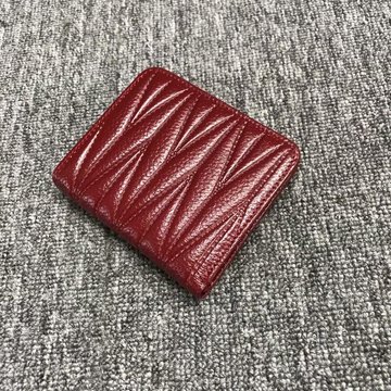 Маленький кожаный кошелек книжечка волнистая фактура С21-КТ-10262 Красный