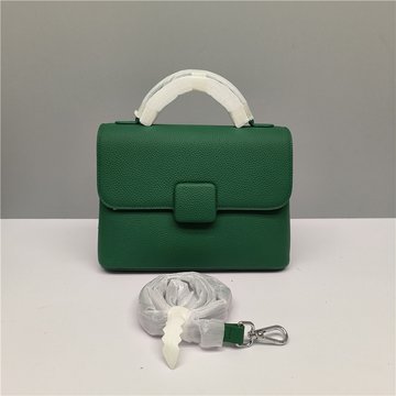 Шкіряна сумка з ручкою квадратна застібка С01-КТ-4134 Зелена