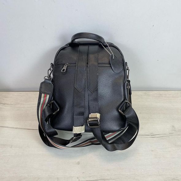 Стильний шкіряний рюкзак із заклепками та широким ремінцем С60-КТ-2874 Чорний