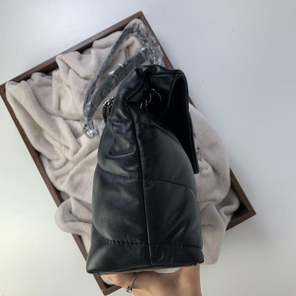 Містка жіноча шкіряна сумка стьобана з клапаном С60-КТ-3030 Чорна