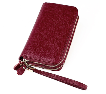 Великий шкіряний гаманець портмоне на 2 відділення А03-КТ-10285 Червоний