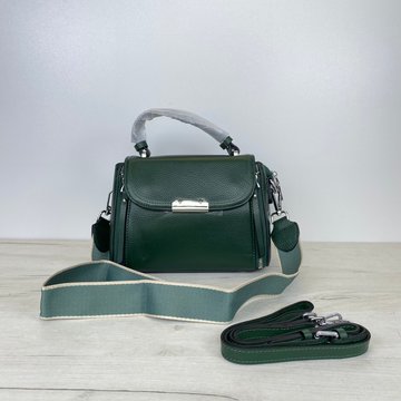 Шкіряна невелика сумка + блискавки з боків С02-КТ-321 Зелена