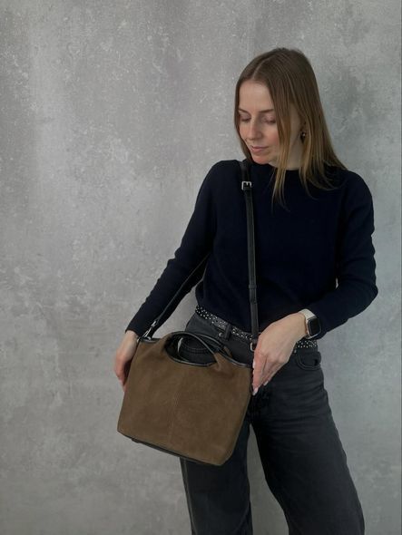 Сумка кожаная из замши Lanvera с04-4429 Коричневая