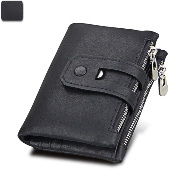 Шкіряний міні гаманець з двома відділеннями на блискавці А03-КТ-10225 Чорний