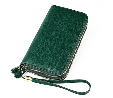 Великий шкіряний гаманець портмоне на 2 відділення А03-КТ-10285 Зелений