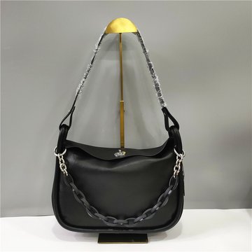 Большая кожаная сумка багет / 3 ремешка в комплекте С01-КТ-331-L Чорный