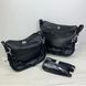 Велика шкіряна сумка багет / 3 ремінці в комплекті С01-КТ-331-L Чорна