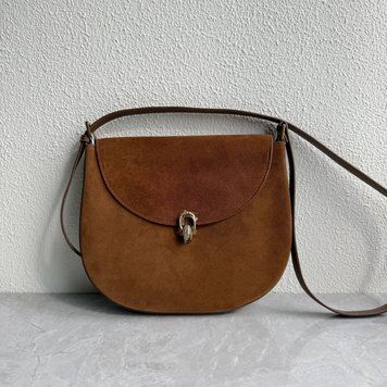 Замшева сумка овальної форми Lanvera С102-КТ-4357 Коричнева