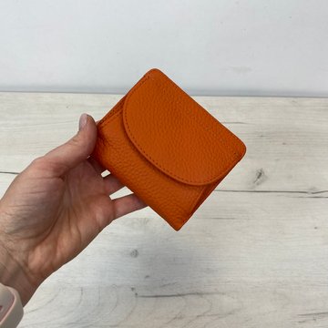 Мини кожаный кошелек складной с отделом для мелочи А15-КТ-10263 Оранжевый