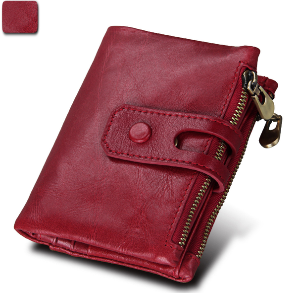 Шкіряний міні гаманець з двома відділеннями на блискавці А03-КТ-10225 Синій