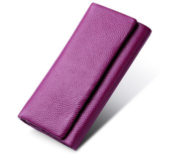 Большой кожаный кошелек с клапаном и карманом сзади А03-КТ-10254 Фиолетовый