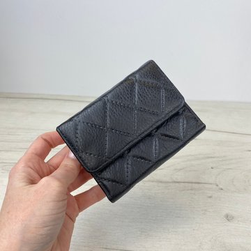Кожаный мини кошелек формат книжка фактура РОМБ С101-КТ-10207 Черный