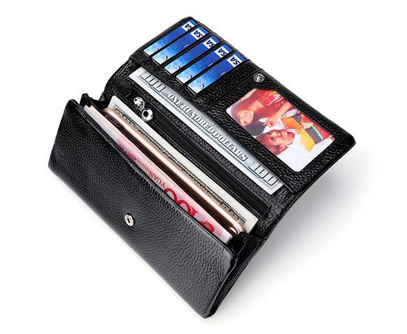 Великий шкіряний гаманець з клапаном та кишенею ззаду А03-КТ-10254 Фіолетовий