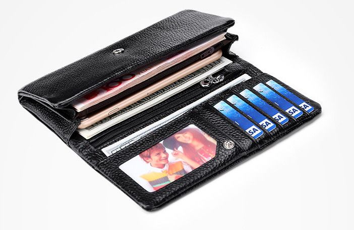 Великий шкіряний гаманець з клапаном та кишенею ззаду А03-КТ-10254 Фіолетовий