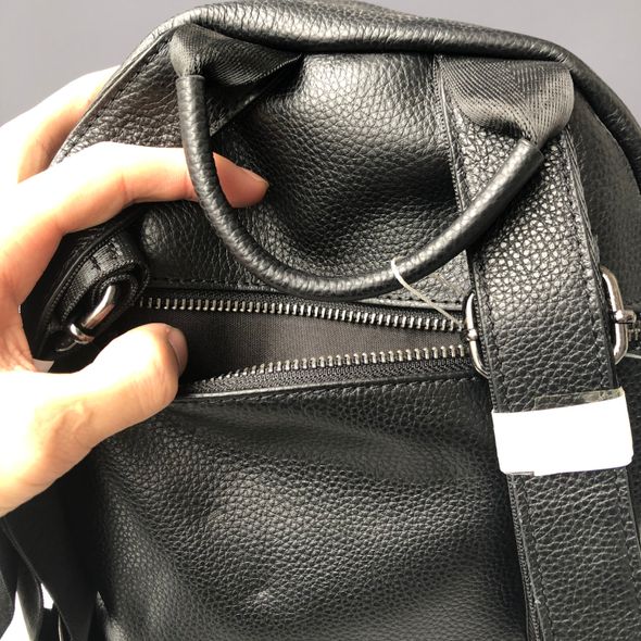 Кожаный рюкзак с бежевой лентой спереди С60-КТ-2890 Черный