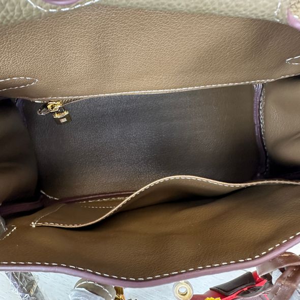 Шкіряна сумка з ручкою 25см золота фурнітура КТ-835-25 Бежева
