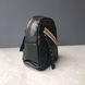 Шкіряний рюкзак із бежевою стрічкою спереду С60-КТ-2890 Чорний
