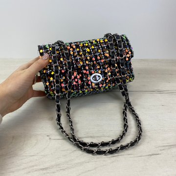 Женская текстильная сумка украшена паетками А05-1872 Черная