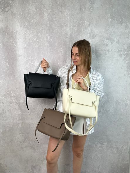 Містка шкіряна сумка тиснена фактура Lanvera с49-кт-4408 Чорна