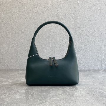 Женская сумка клатч форма багет с высокой ручкой С02-1857 Темно-зеленая