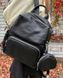 Кожаный рюкзак в комплекте круглый кошелек на молнии С101-КТ-2803 Черный