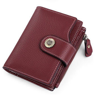 Шкіряний гаманець застібка з квіткою А19-КТ-10312 Бордовий