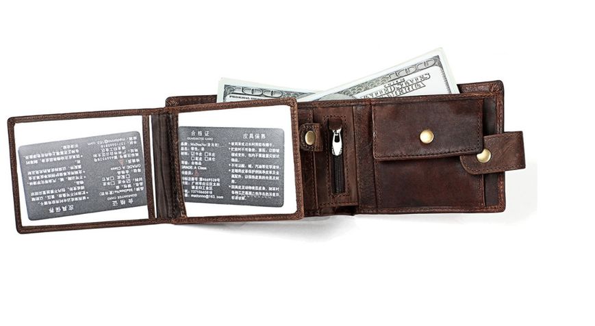 Шкіряний зручний гаманець форма книга застібка клапан А03-КТ-10214 Коричневий