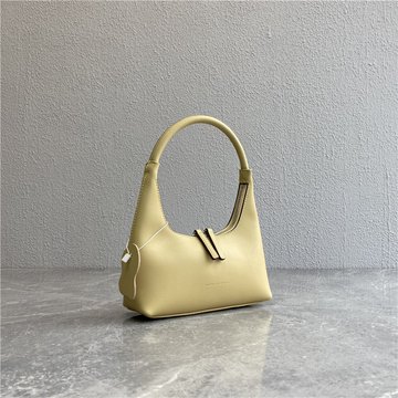 Женская сумка клатч форма багет с высокой ручкой С02-1857 Желтая