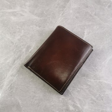 Кожаный кошелек книжка гладкая лаковая кожа С42-КТ-10275 Коричневый