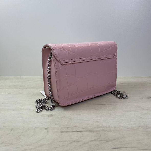 Мини сумка клатч фактура крокодила на цепочке А05-1873 Розовая