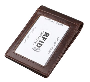 Кожаный мини кошелек зажим для купюр А03-КТ-10247 Коричневый