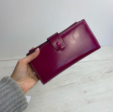 Великий шкіряний гаманець портмоне багато відділів А03-КТ-10221 Фуксія
