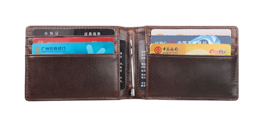 Шкіряний міні гаманець затискач для купюр А03-КТ-10247 Коричневий